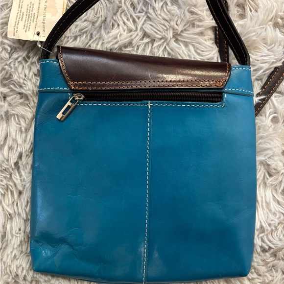 NWT Italian Leather Blue Crossbody Bag - Picture 7 of 10